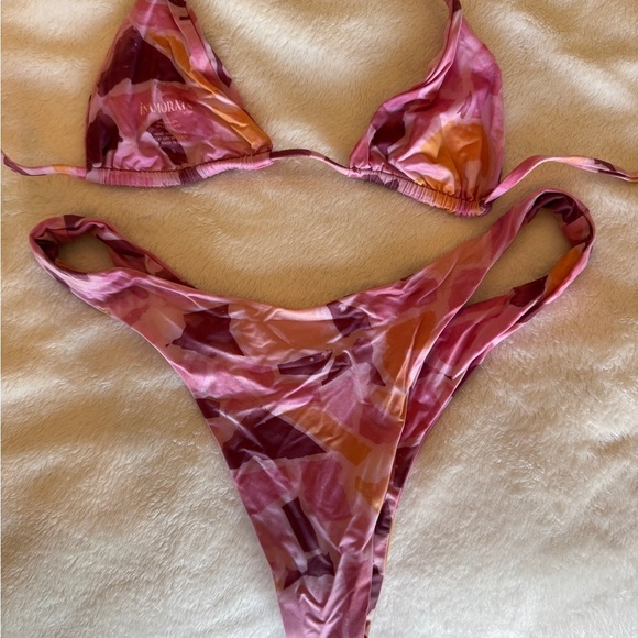 INAMORATA Women’s Pink Multi-Color Bikini - Picture 3 of 4